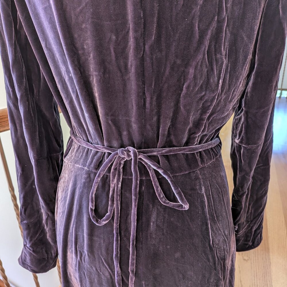 Vintage 80's Dusty Purple Silk Velvet Robe _ Feels like Luxury - Picture 5 of 7